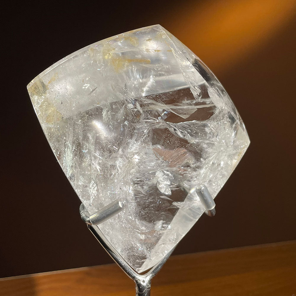 Premium Water-Clear Quartz Polyhedron - Radiant Internal Rainbows