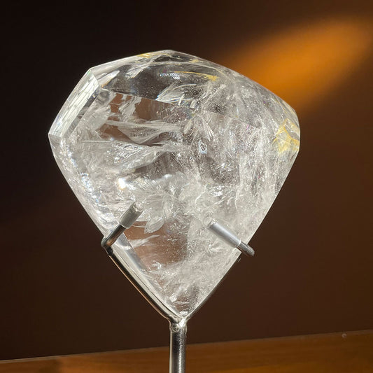 Premium Water-Clear Quartz Polyhedron - Radiant Internal Rainbows