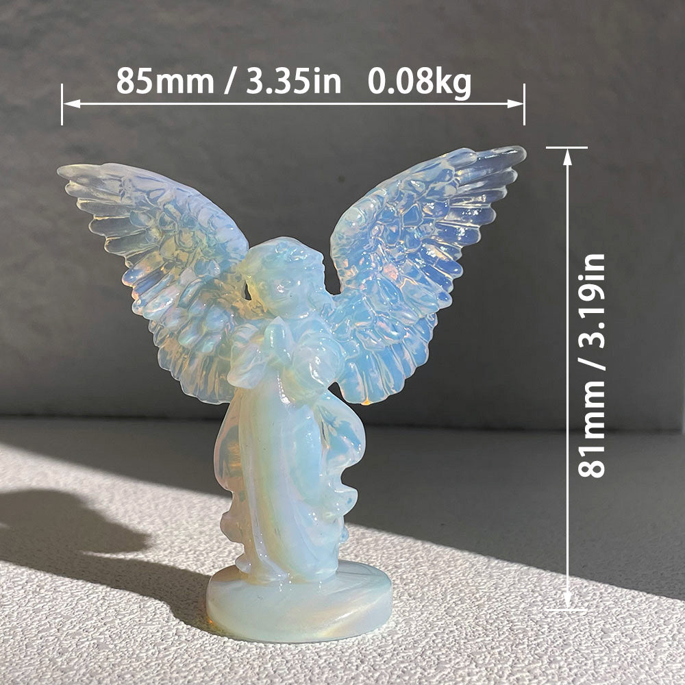 Wholesale Opalite Guardian Angel Figurine - Hand-Carved Crystal Wings
