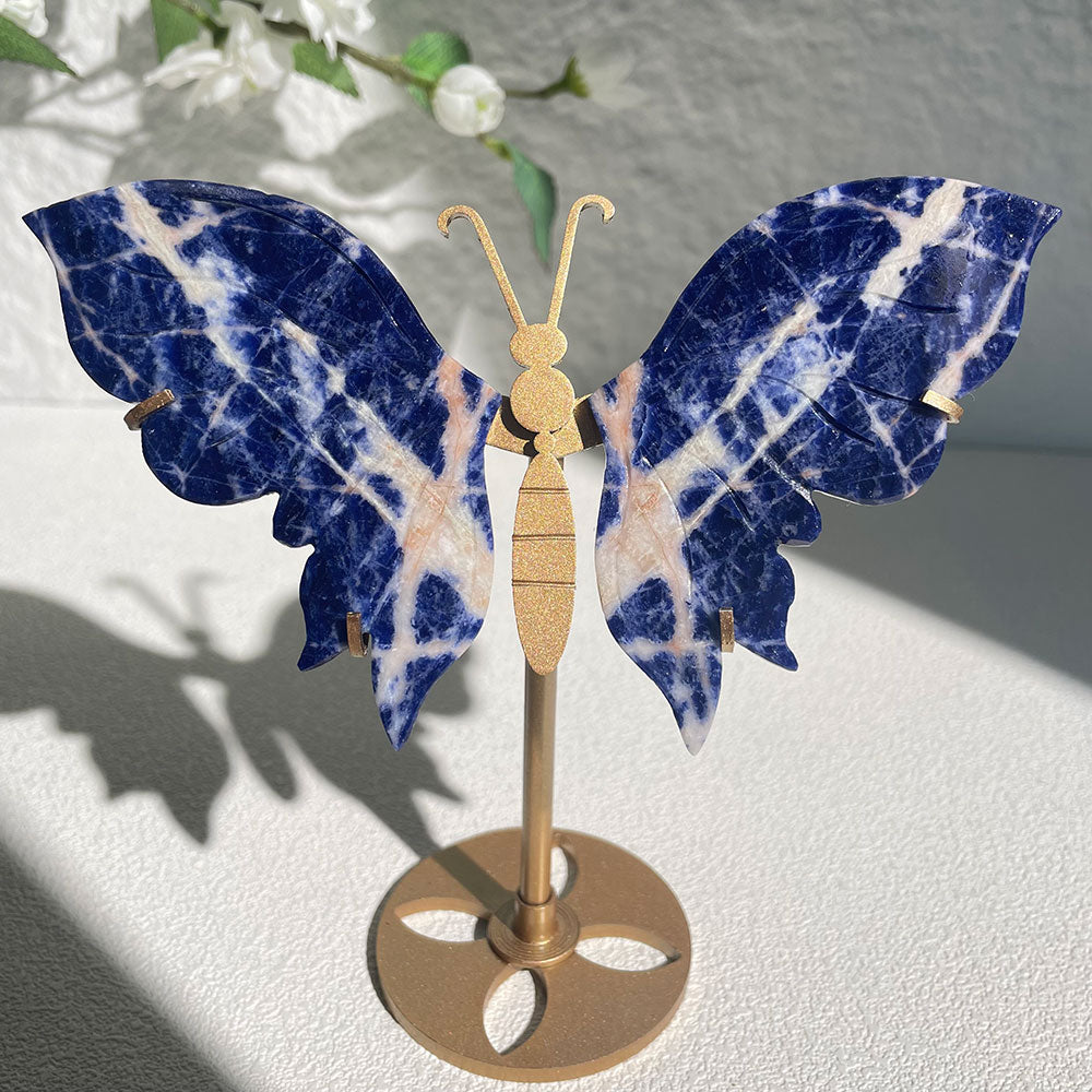 Natural Crystal Butterfly Wings – Hand-Carved Ornament – Healing Gemstone Home Decor