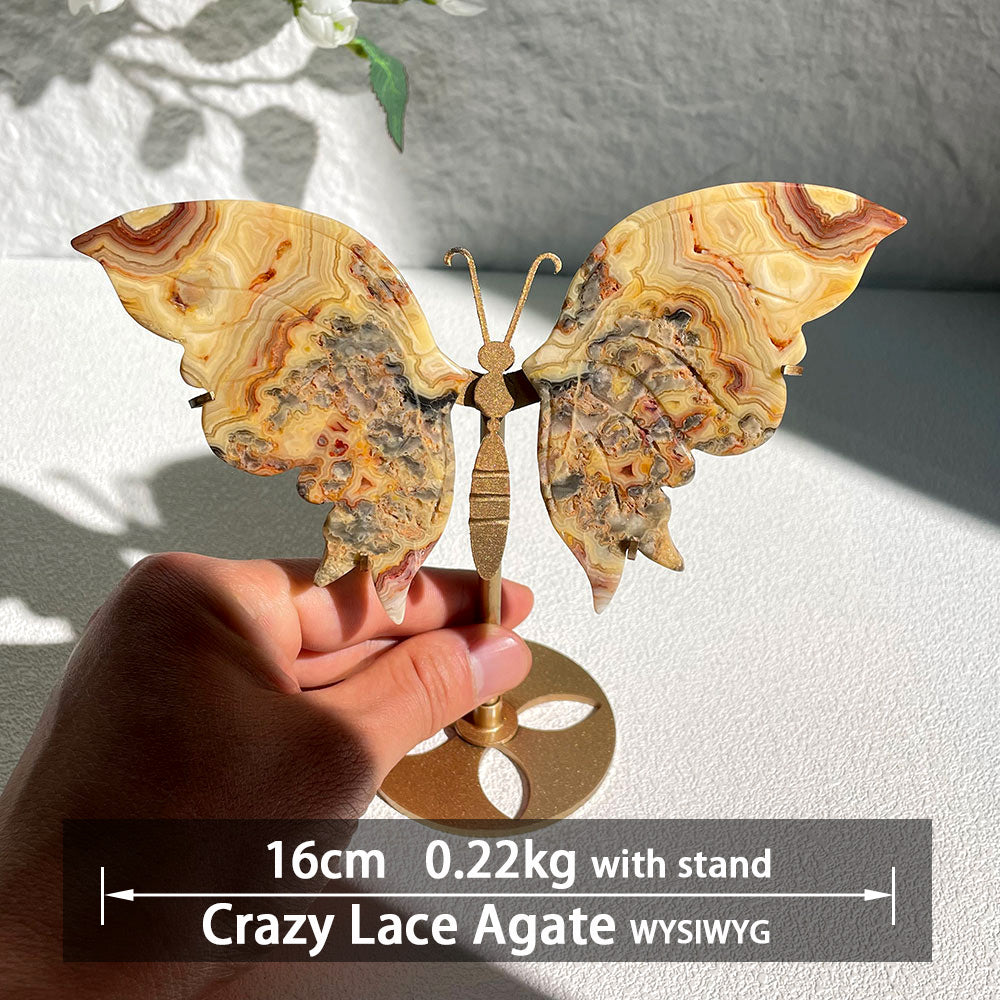 Natural Crystal Butterfly Wings – Hand-Carved Ornament – Healing Gemstone Home Decor