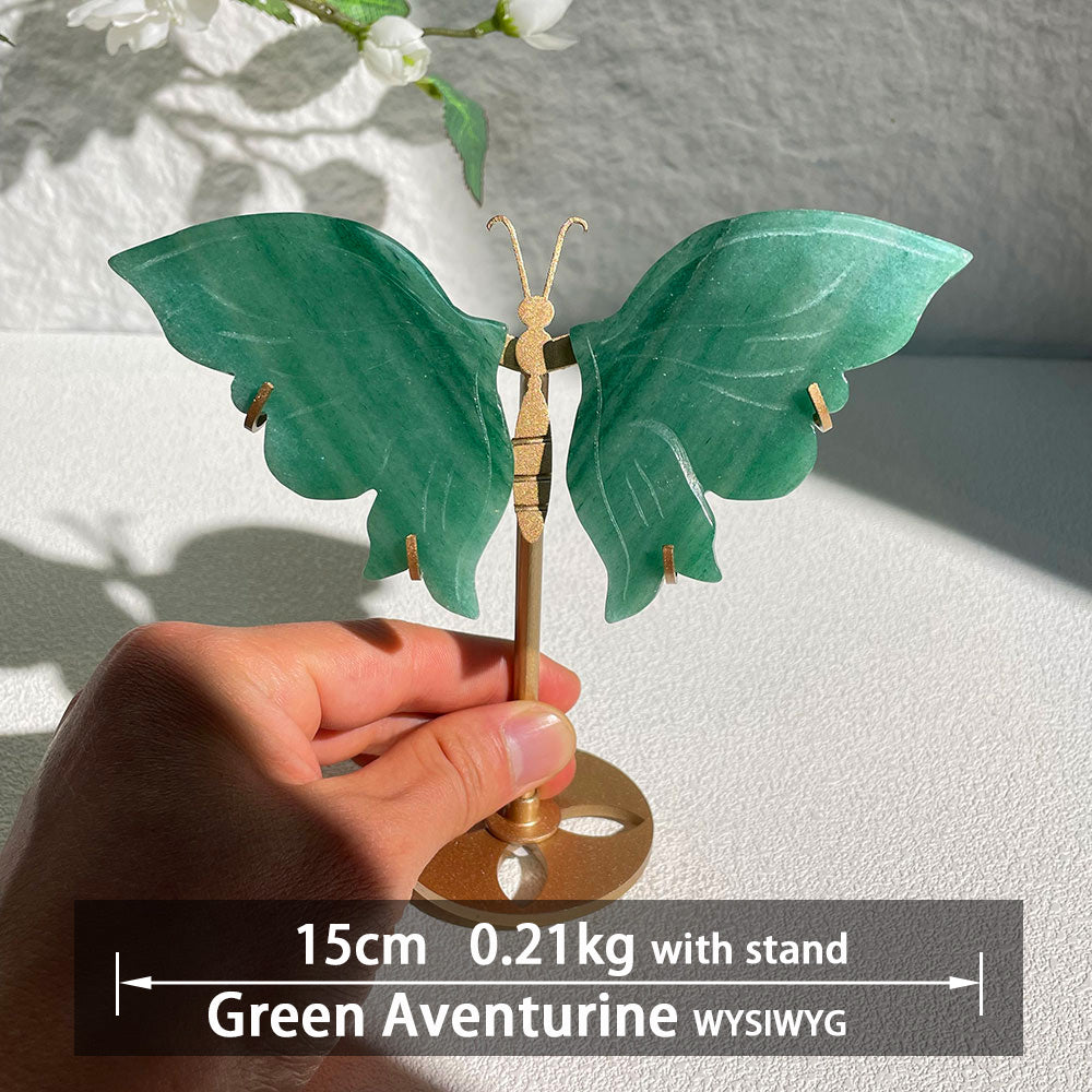 Natural Crystal Butterfly Wings – Hand-Carved Ornament – Healing Gemstone Home Decor