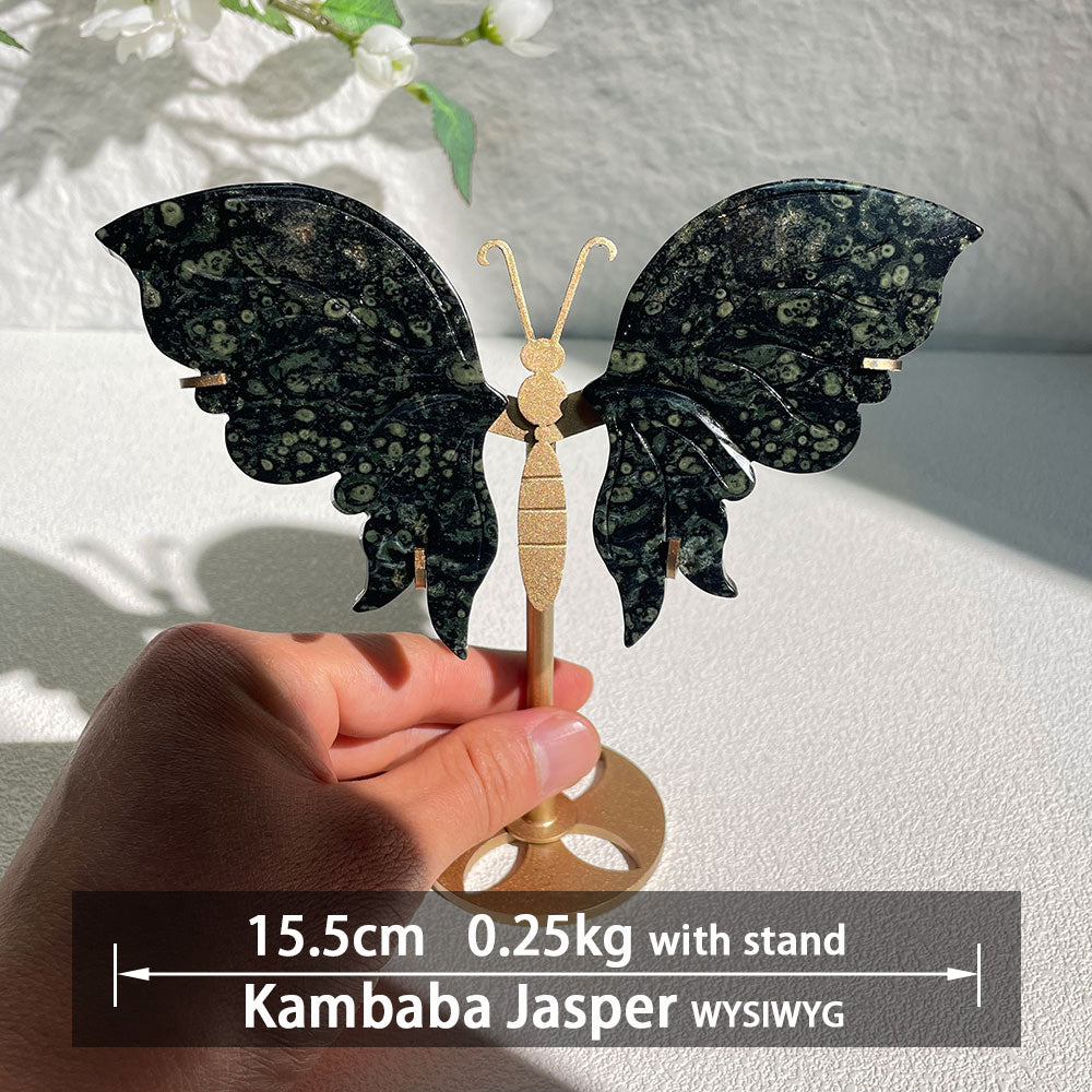 Natural Crystal Butterfly Wings – Hand-Carved Ornament – Healing Gemstone Home Decor