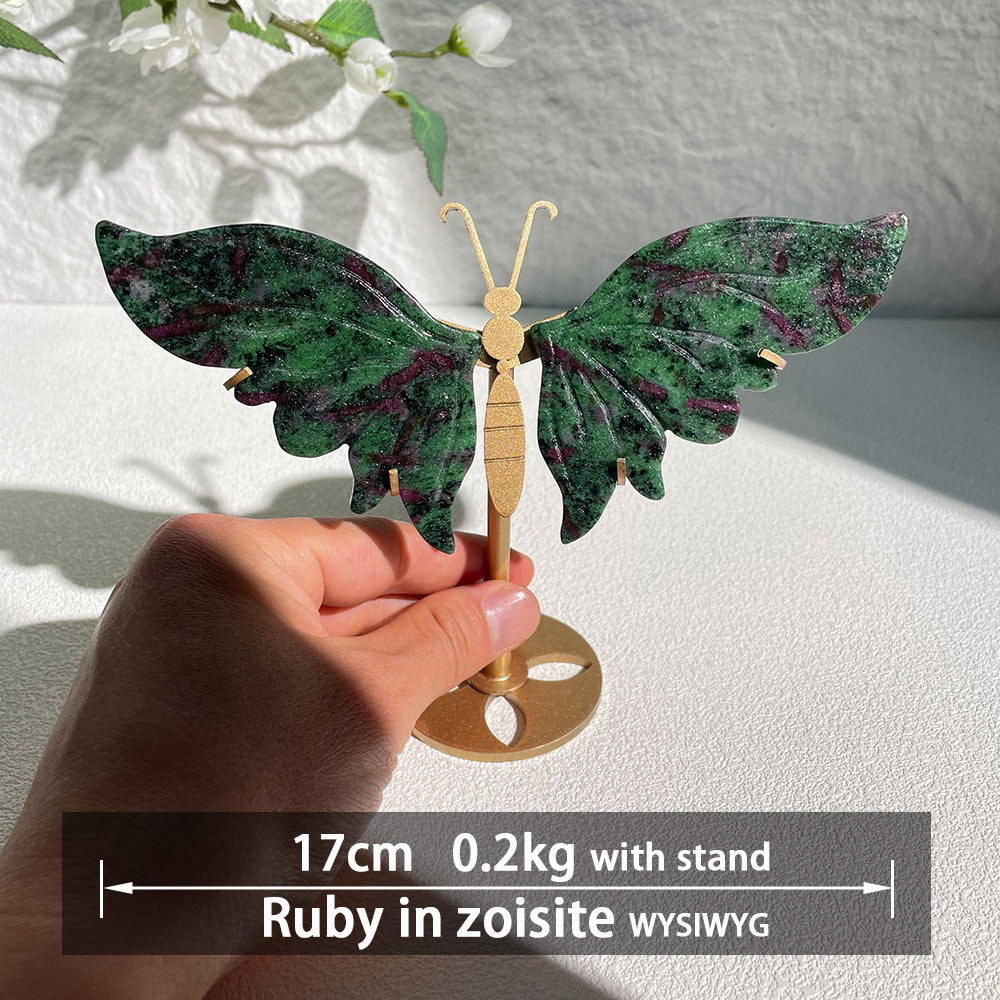 Natural Crystal Butterfly Wings – Hand-Carved Ornament – Healing Gemstone Home Decor