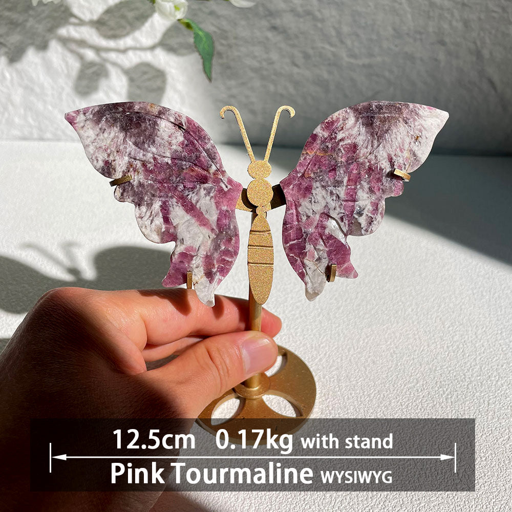 Natural Crystal Butterfly Wings – Hand-Carved Ornament – Healing Gemstone Home Decor