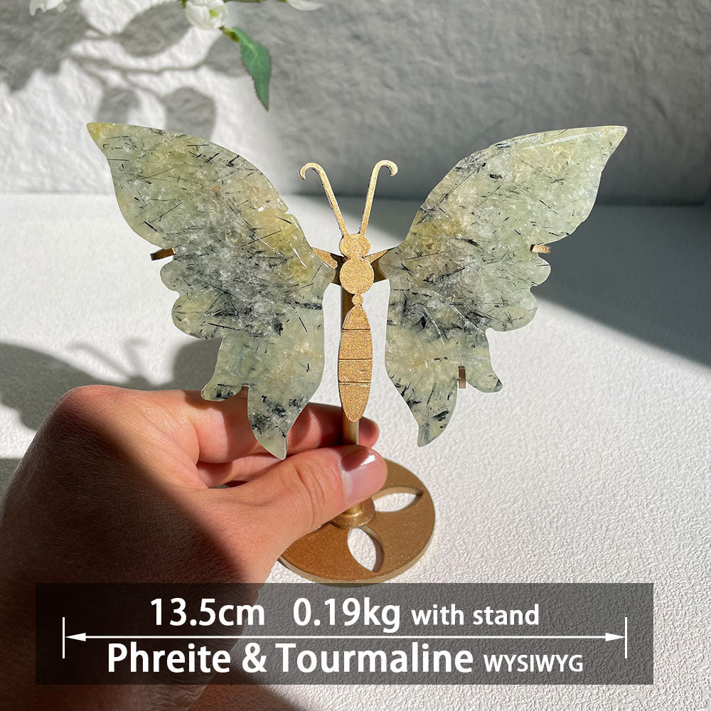 Natural Crystal Butterfly Wings – Hand-Carved Ornament – Healing Gemstone Home Decor