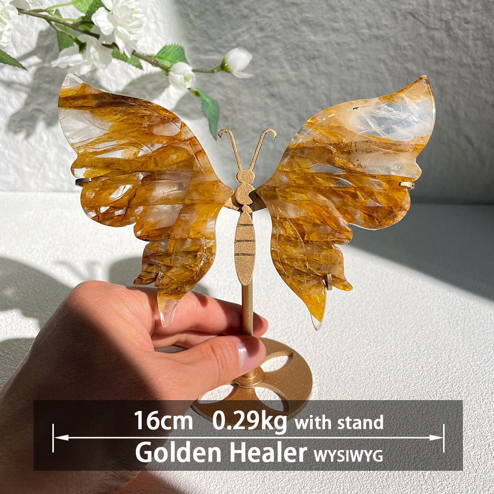 Natural Crystal Butterfly Wings – Hand-Carved Ornament – Healing Gemstone Home Decor