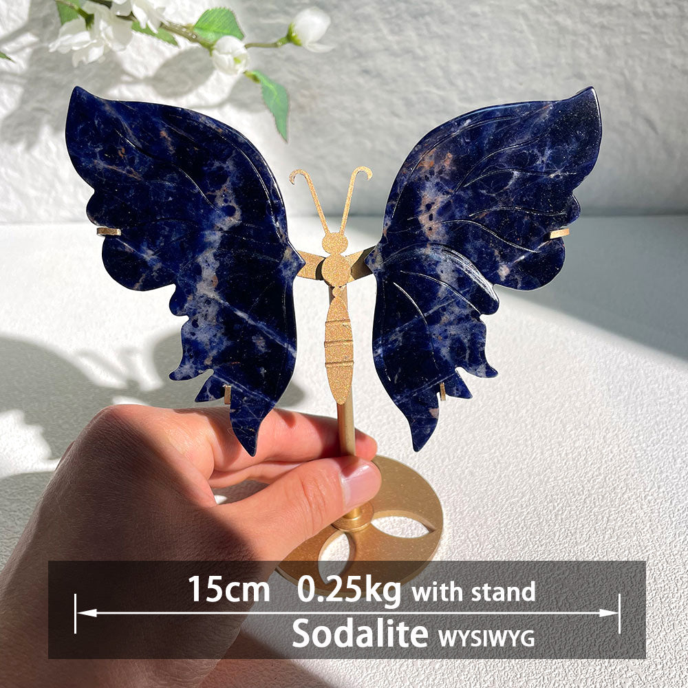 Natural Crystal Butterfly Wings – Hand-Carved Ornament – Healing Gemstone Home Decor
