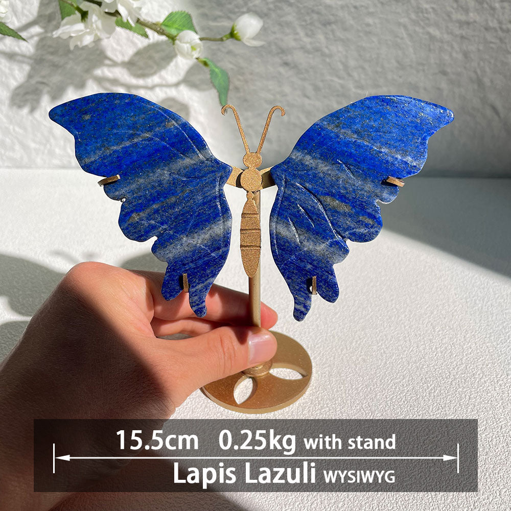 Natural Crystal Butterfly Wings – Hand-Carved Ornament – Healing Gemstone Home Decor