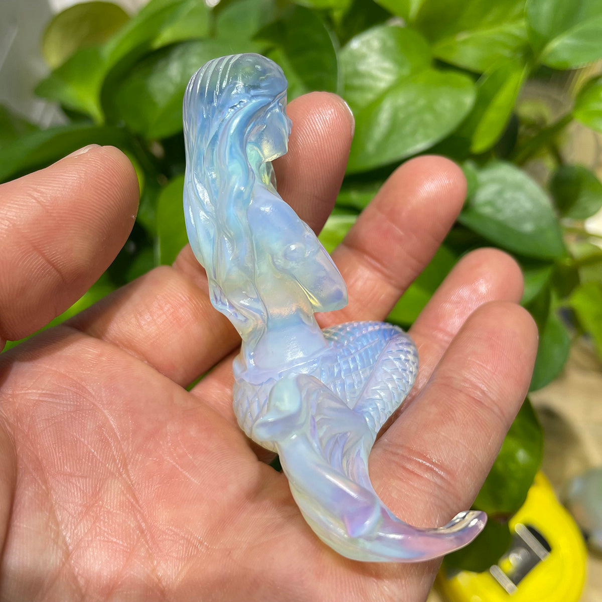 Opalite Mermaid Handcraft Crystal Hand Craved Healing Stone Figurine