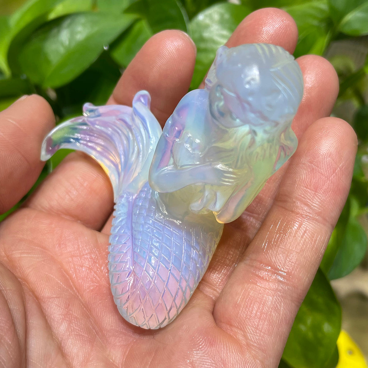 Opalite Mermaid Handcraft Crystal Hand Craved Healing Stone Figurine