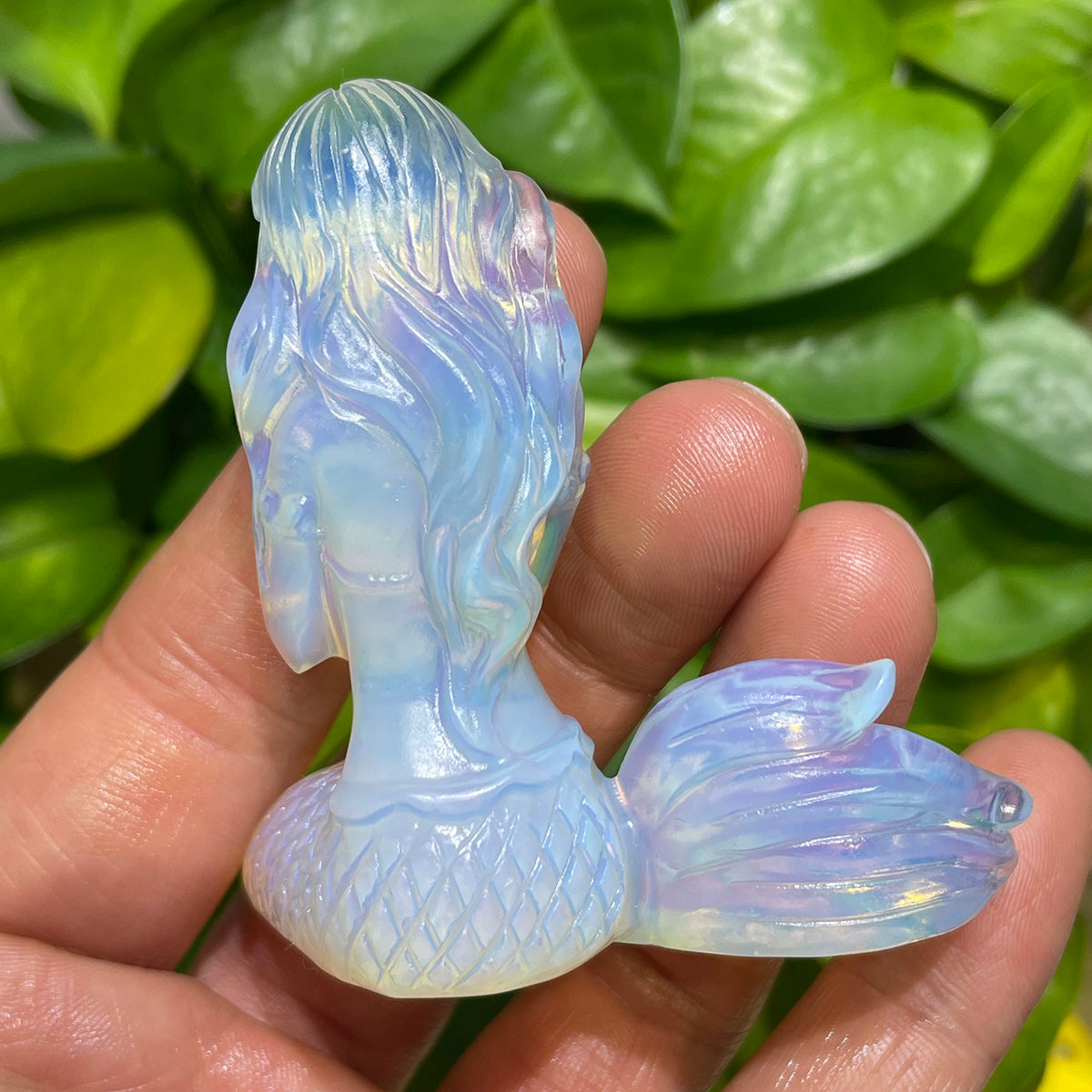 Opalite Mermaid Handcraft Crystal Hand Craved Healing Stone Figurine