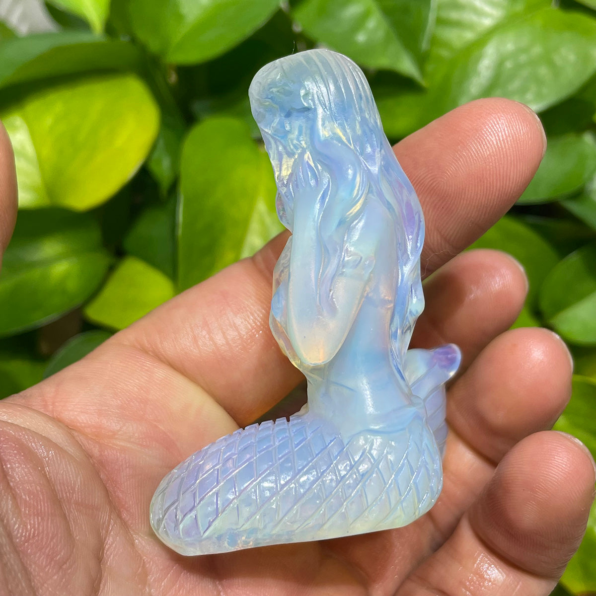 Opalite Mermaid Handcraft Crystal Hand Craved Healing Stone Figurine