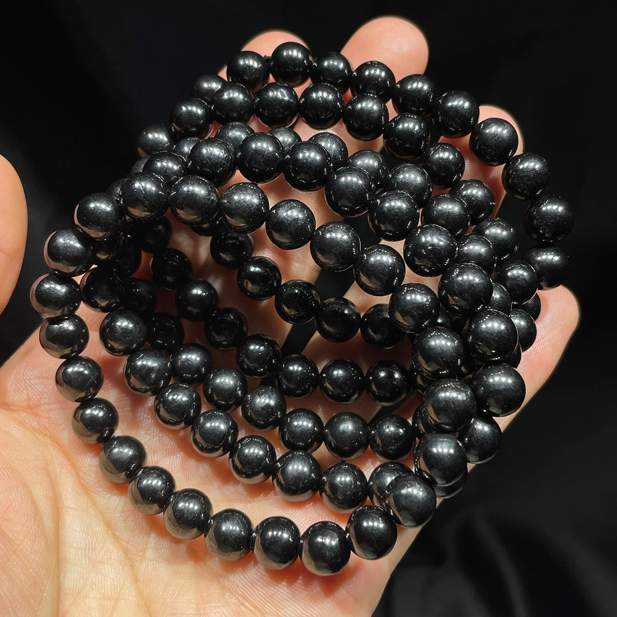 Jet Bead Bracelet Real Crystal Black Stone