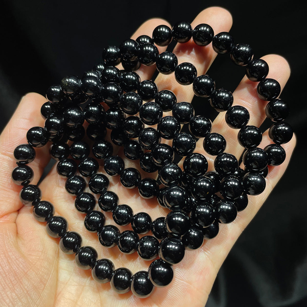 black tourmaline bead bracelet
