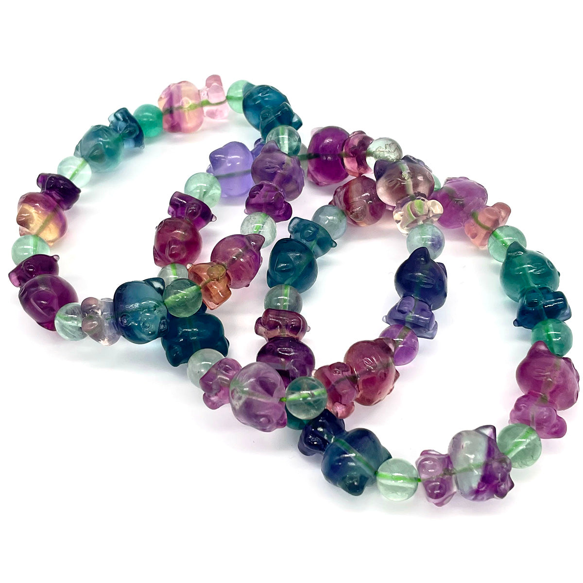 fluorite kitty bead bracelet