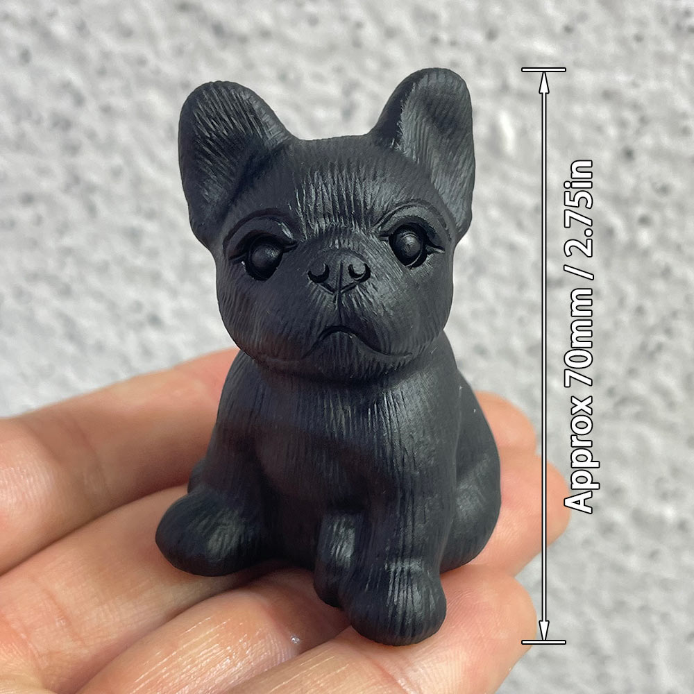 Natural Black Obsidian Dog Carving | Crystal Animal Totem