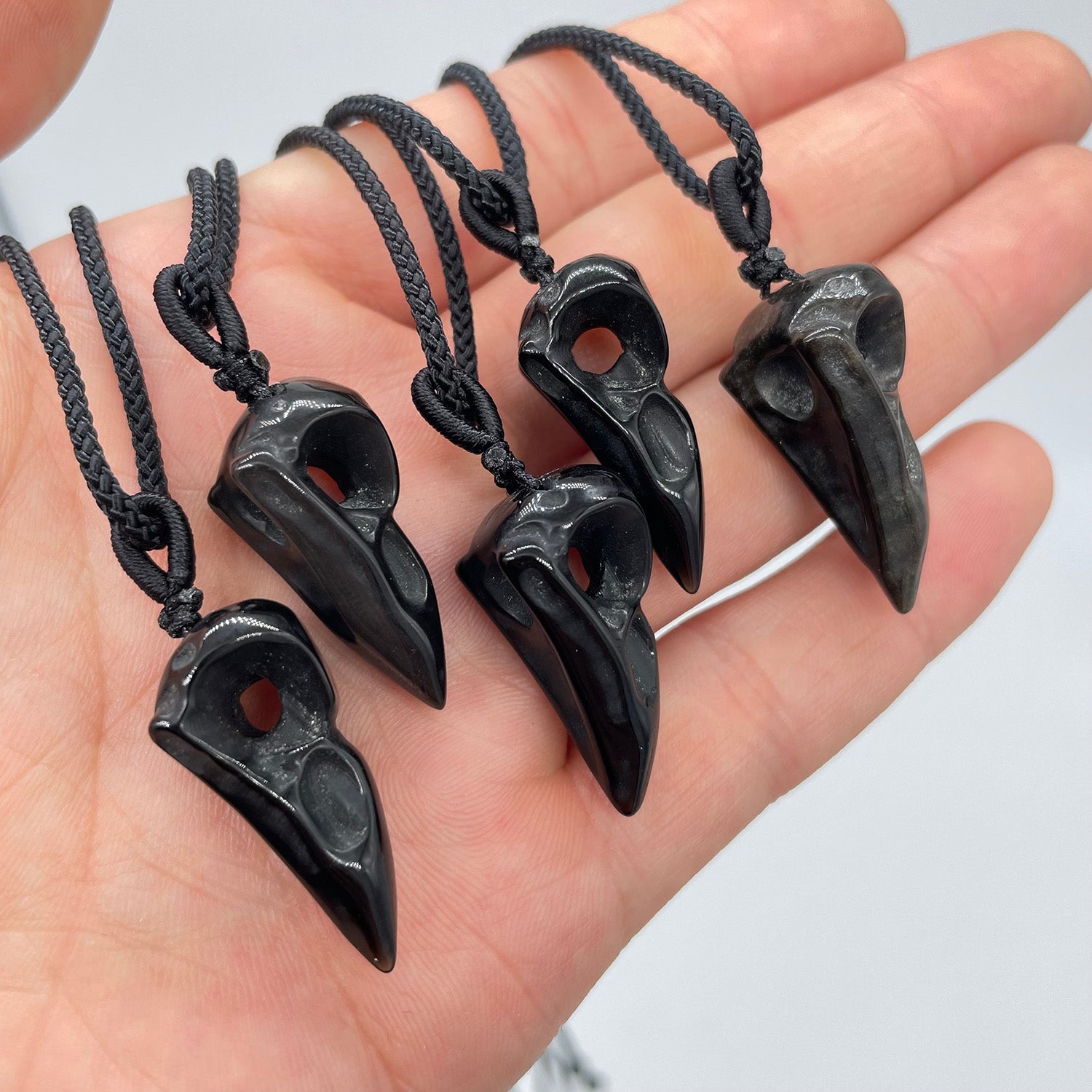 obsidian raven pendant