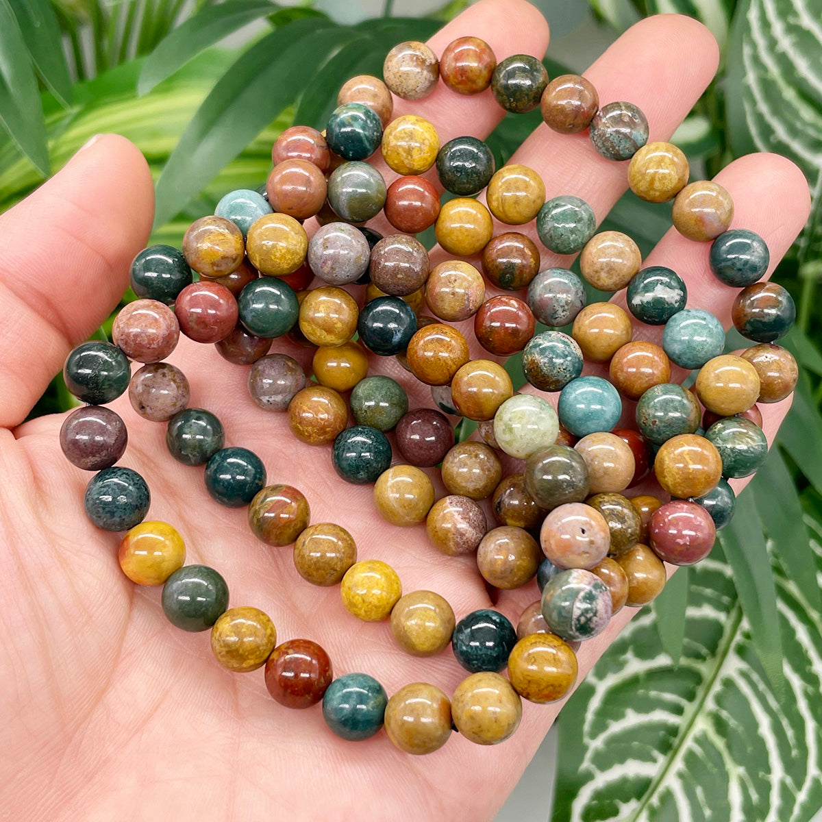 Ocean Jasper Bead Bracelet Healing Stones