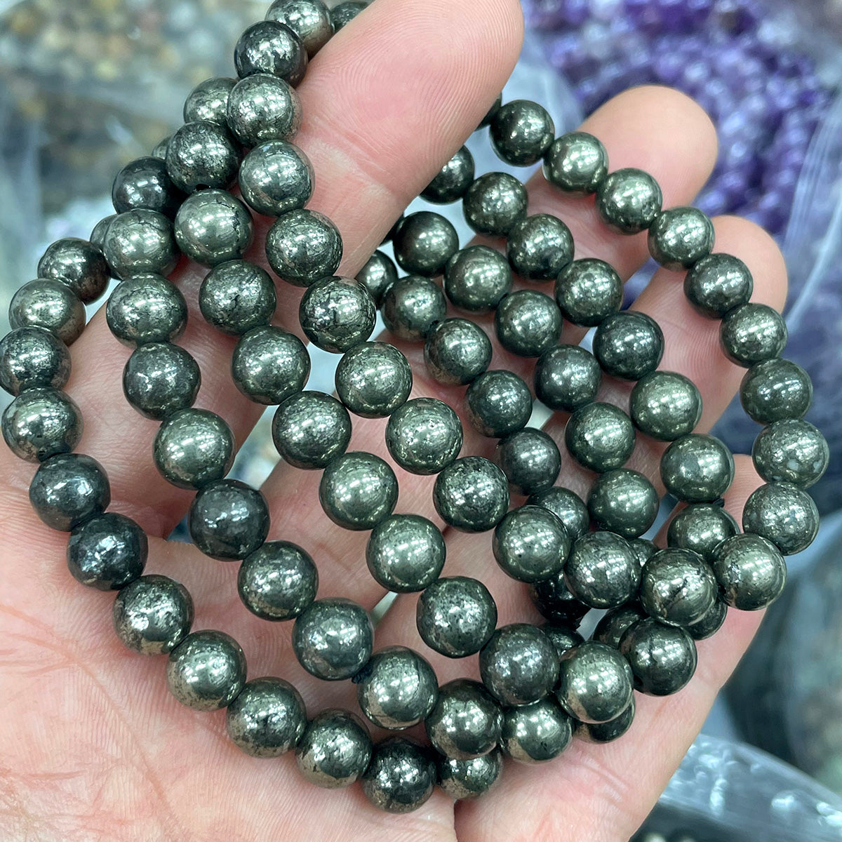 pyrite bead bracelet