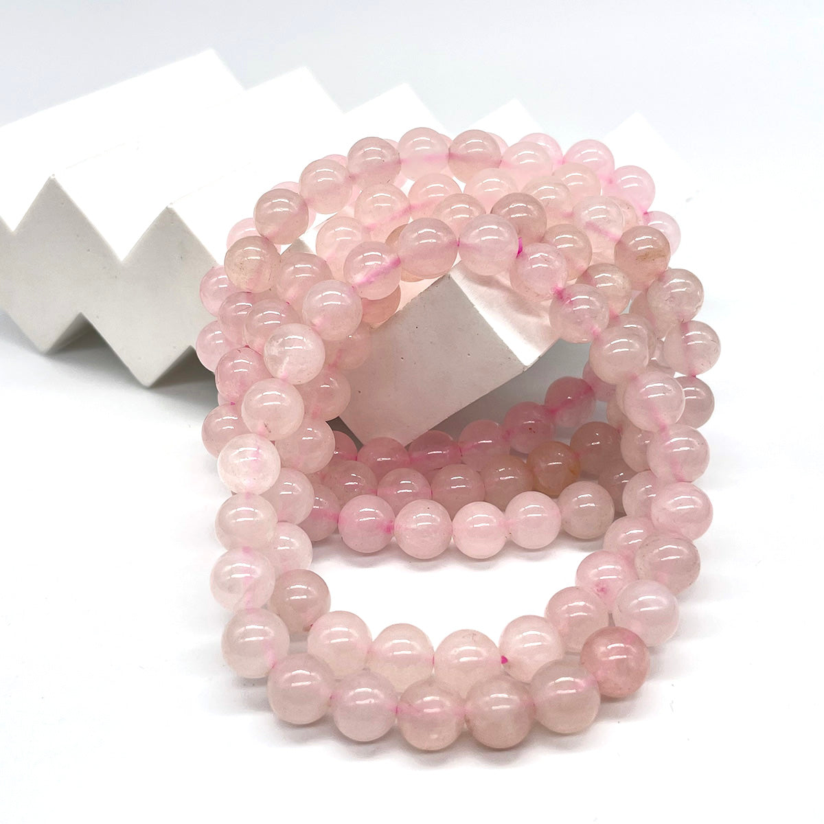 rose quartz bead bracelet