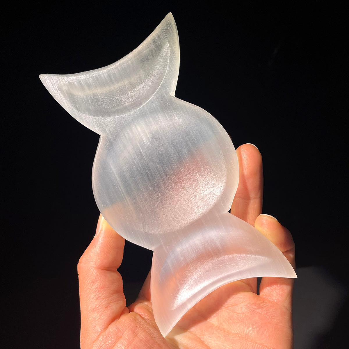 selenite triple moon bowl