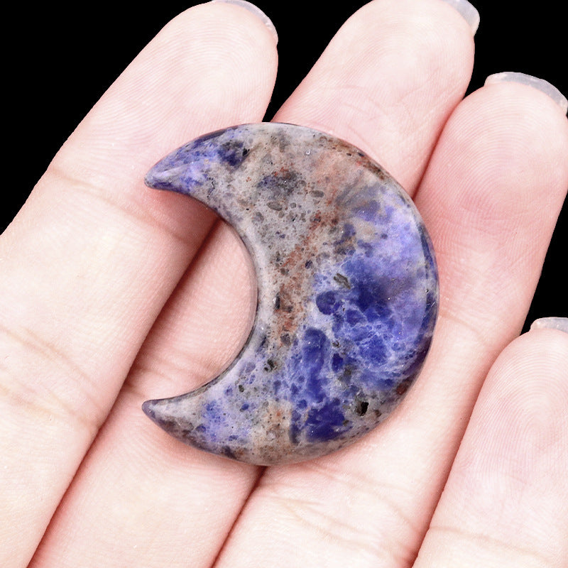 Mini Crystal Moon Carving | Natural Gemstone Pocket Stone