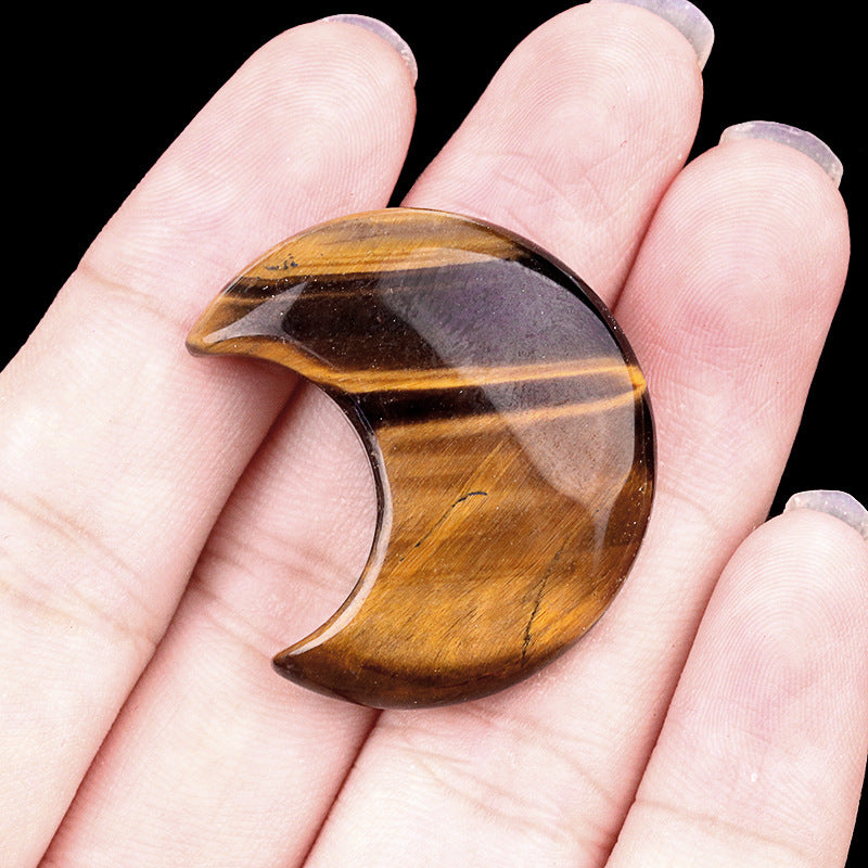 Mini Crystal Moon Carving | Natural Gemstone Pocket Stone