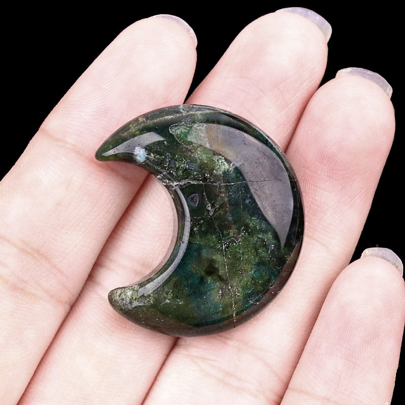 Mini Crystal Moon Carving | Natural Gemstone Pocket Stone