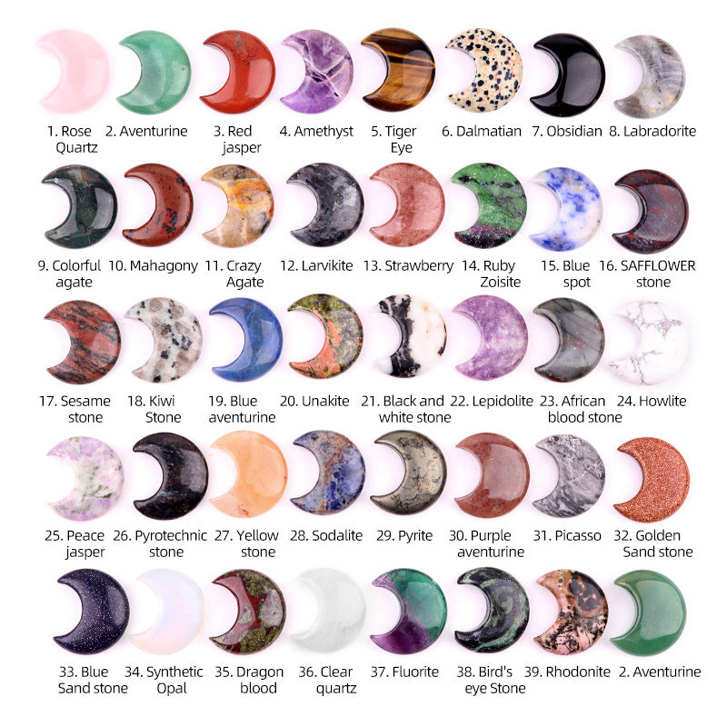 Mini Crystal Moon Carving | Natural Gemstone Pocket Stone