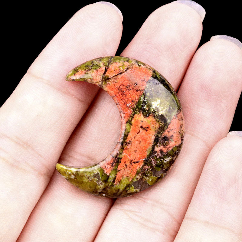 Mini Crystal Moon Carving | Natural Gemstone Pocket Stone