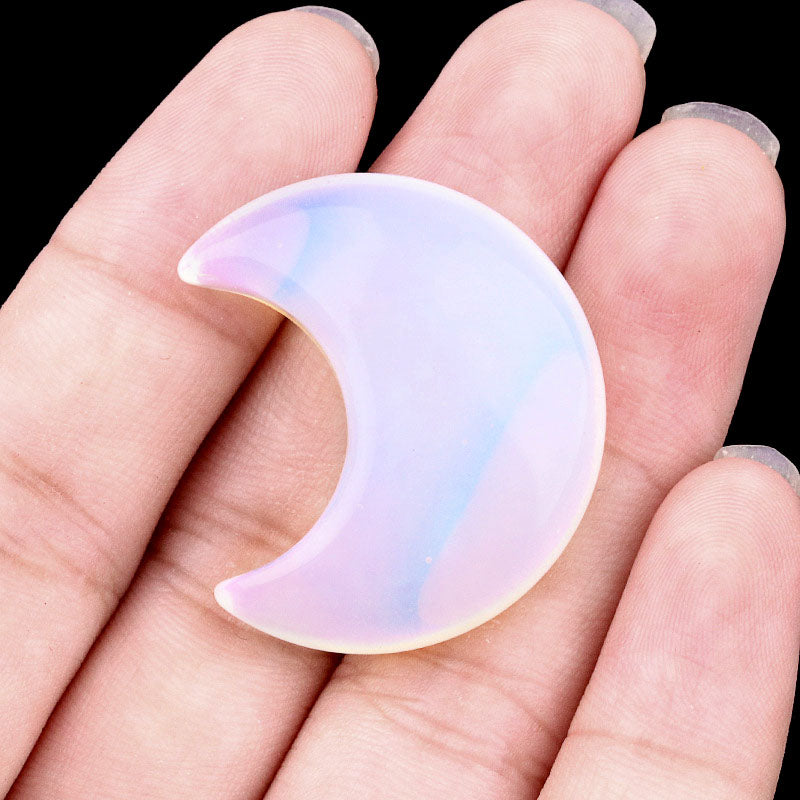 Mini Crystal Moon Carving | Natural Gemstone Pocket Stone