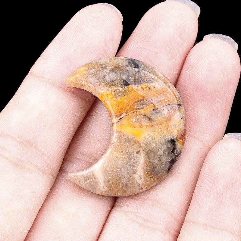 Mini Crystal Moon Carving | Natural Gemstone Pocket Stone