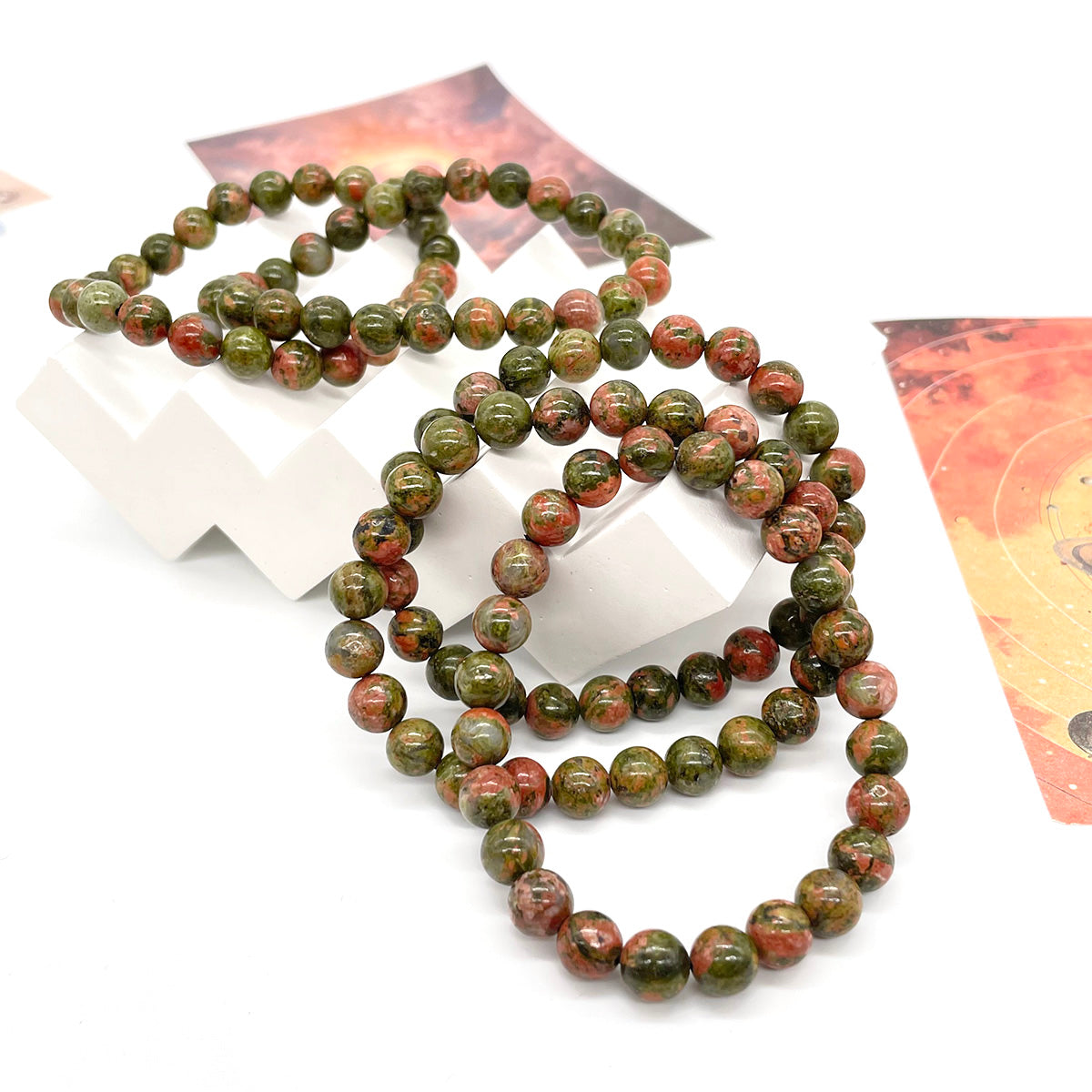Unakite Jasper Bead Bracelet Healing Stones