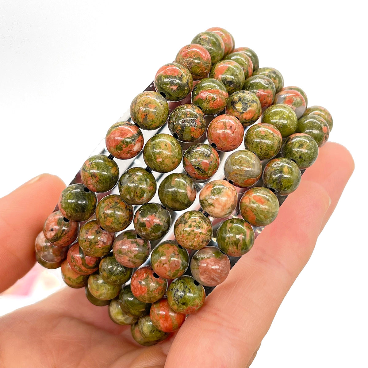 Unakite Jasper Bead Bracelet Healing Stones